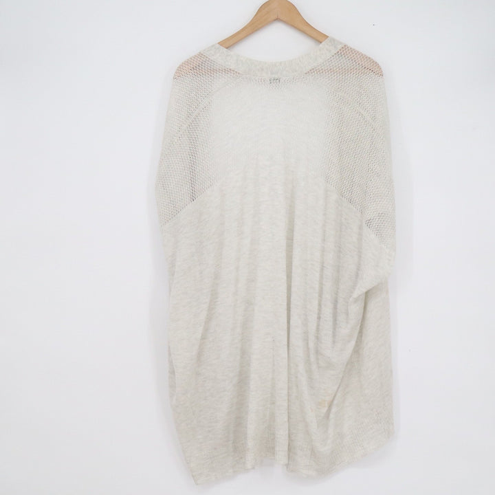A New Day Womens Oatmeal Heather Grey Mesh Crochet Open Front Cardigan O/S