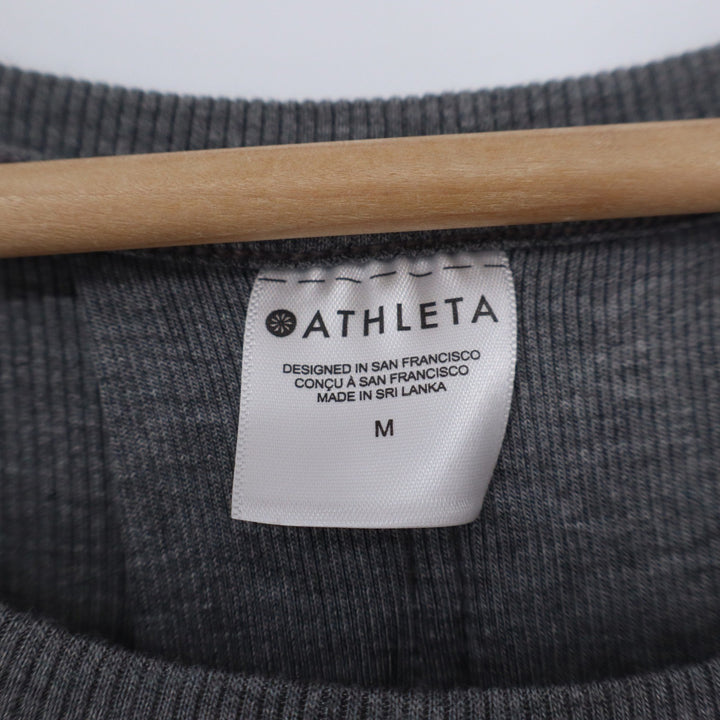 Athleta Womens Medium Gray Modal Short Sleeve High-Low Pleat Back Top