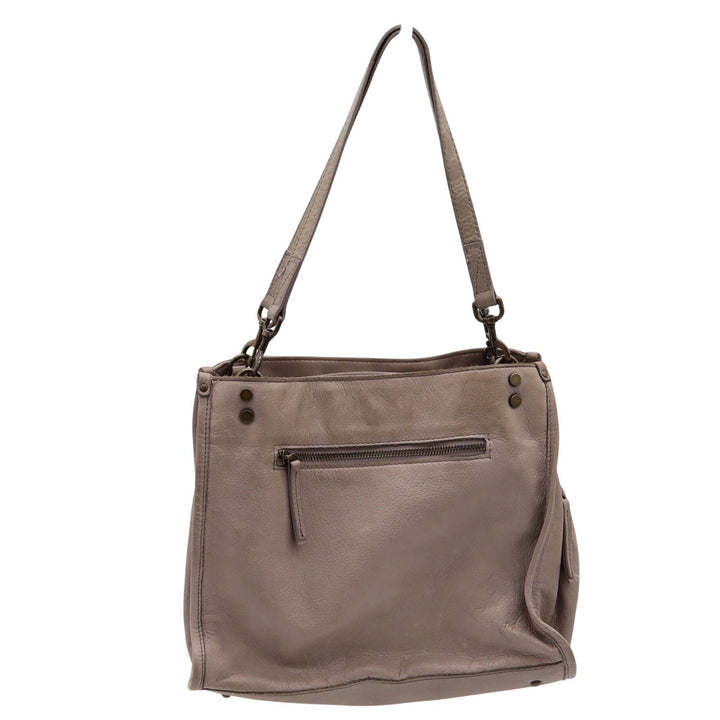 American Leather Co Taupe Leather Triple Compartment Shoulder Bag Tote