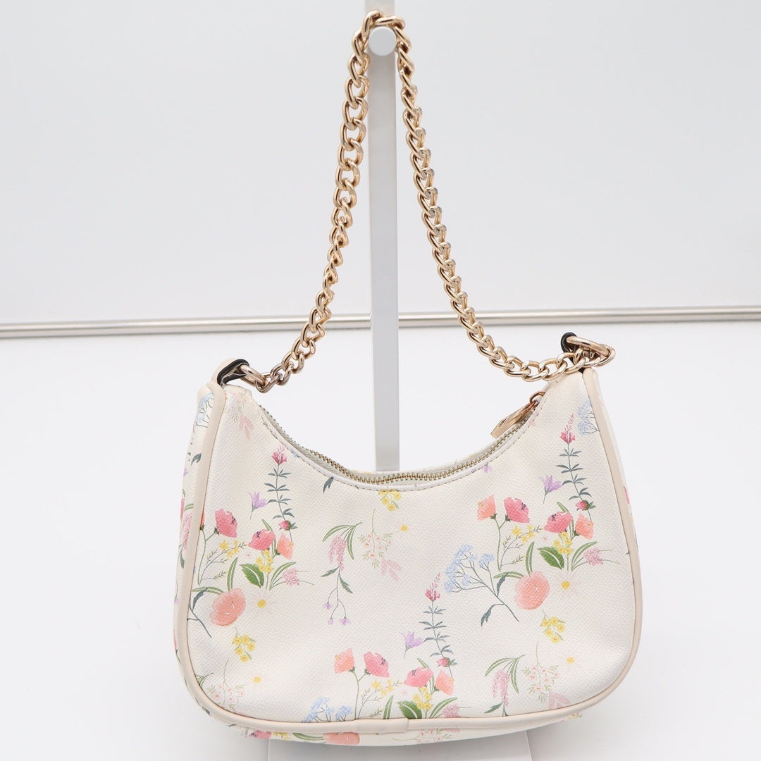 Aldo Shoulder Bag Womens Small Floral Quilted Cream Lion Medallion Good