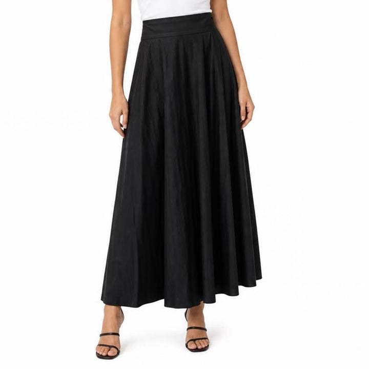 SHEIN Black Faux Leather Maxi Skirt High Waist Side Slit A-Line Size 4