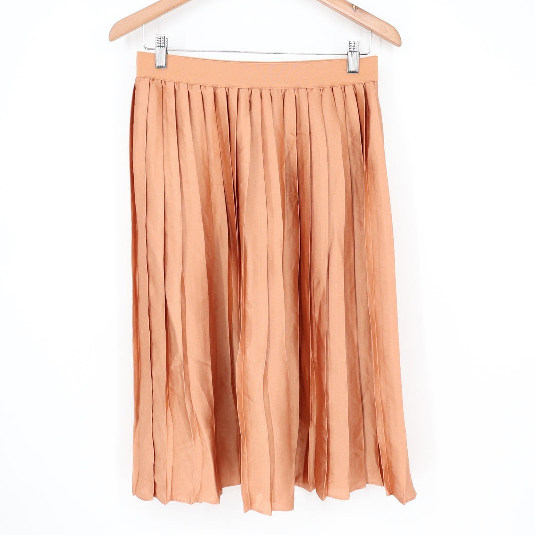 Maison Jules MJ Copper Pleated Midi Skirt Elastic Waist Medium
