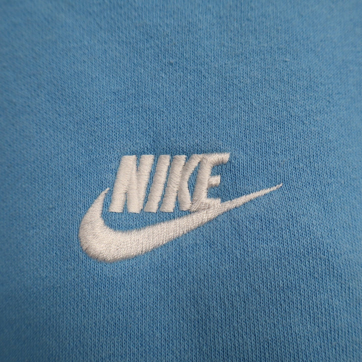 Nike Mens Fleece Pullover Hoodie Light Blue Embroidered Logo Sweatshirt M