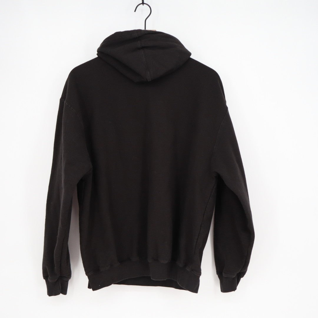 Tultex Philadelphia Hoodie Mens Large Black Cotton Ribbed Hem Kangaroo Pockets