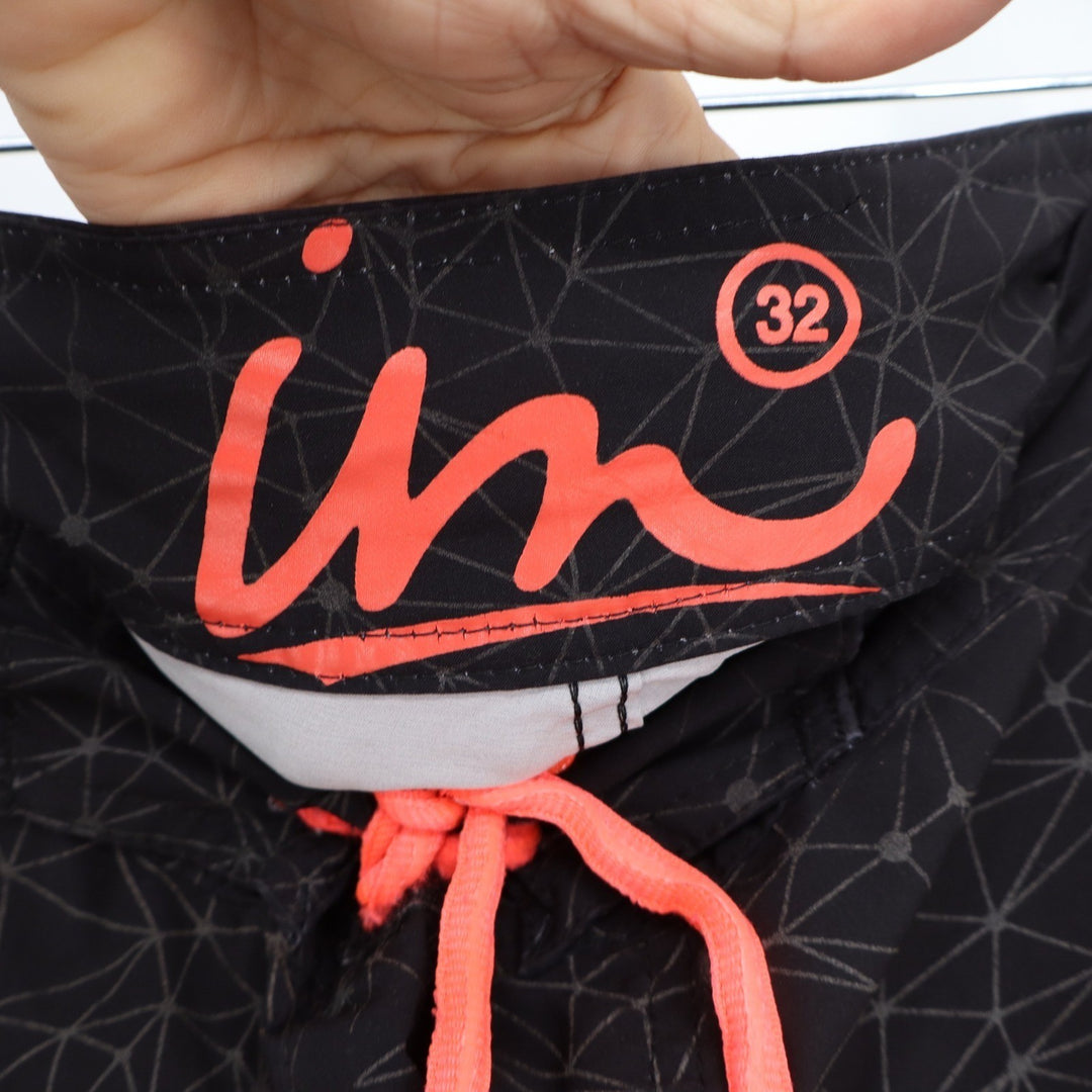 Imperial Motion Mens Geometric Board Shorts Black Neon Orange Size 32