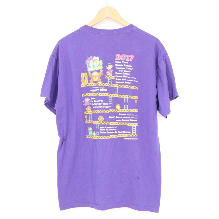 Gildan The 80s Cruise 2017 Purple Graphic T-Shirt Mens Large Retro Video Game
