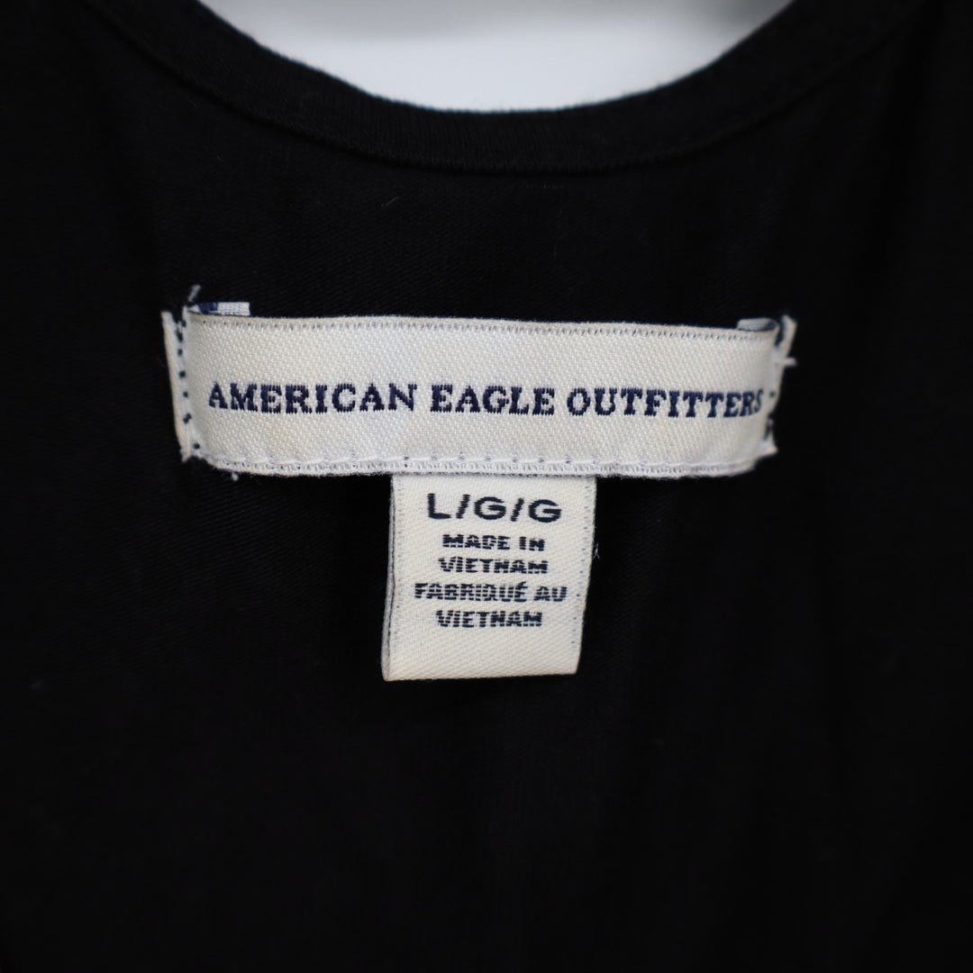 American Eagle Outfitters Tank Dress Womens Large Black Stretch Criss-Cross Back