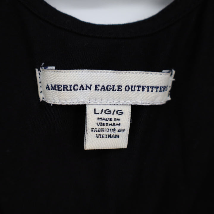 American Eagle Outfitters Tank Dress Womens Large Black Stretch Criss-Cross Back