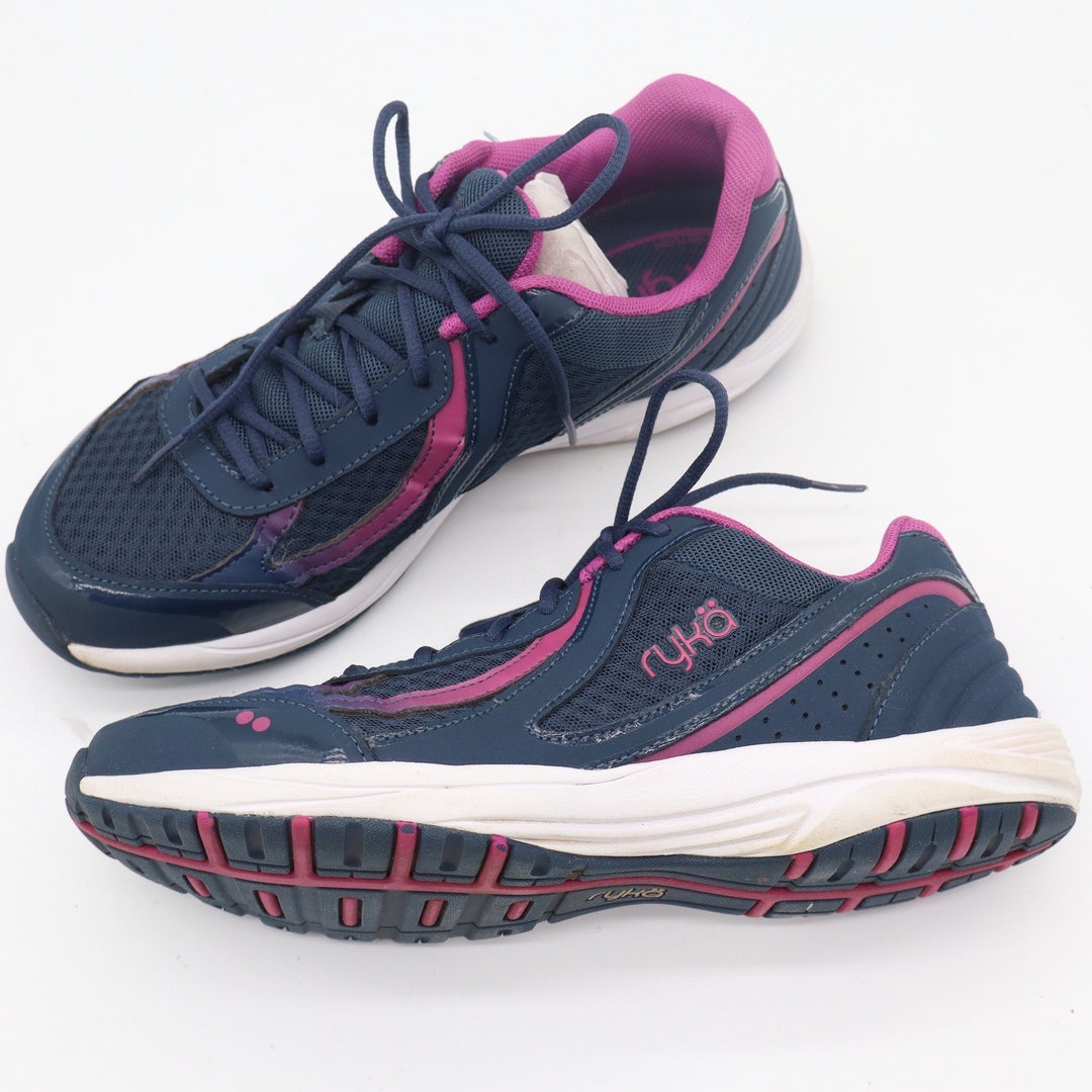 Ryka Dash 3 Womens Walking Shoes Navy Blue Pink Mesh Leather Sneakers 10M