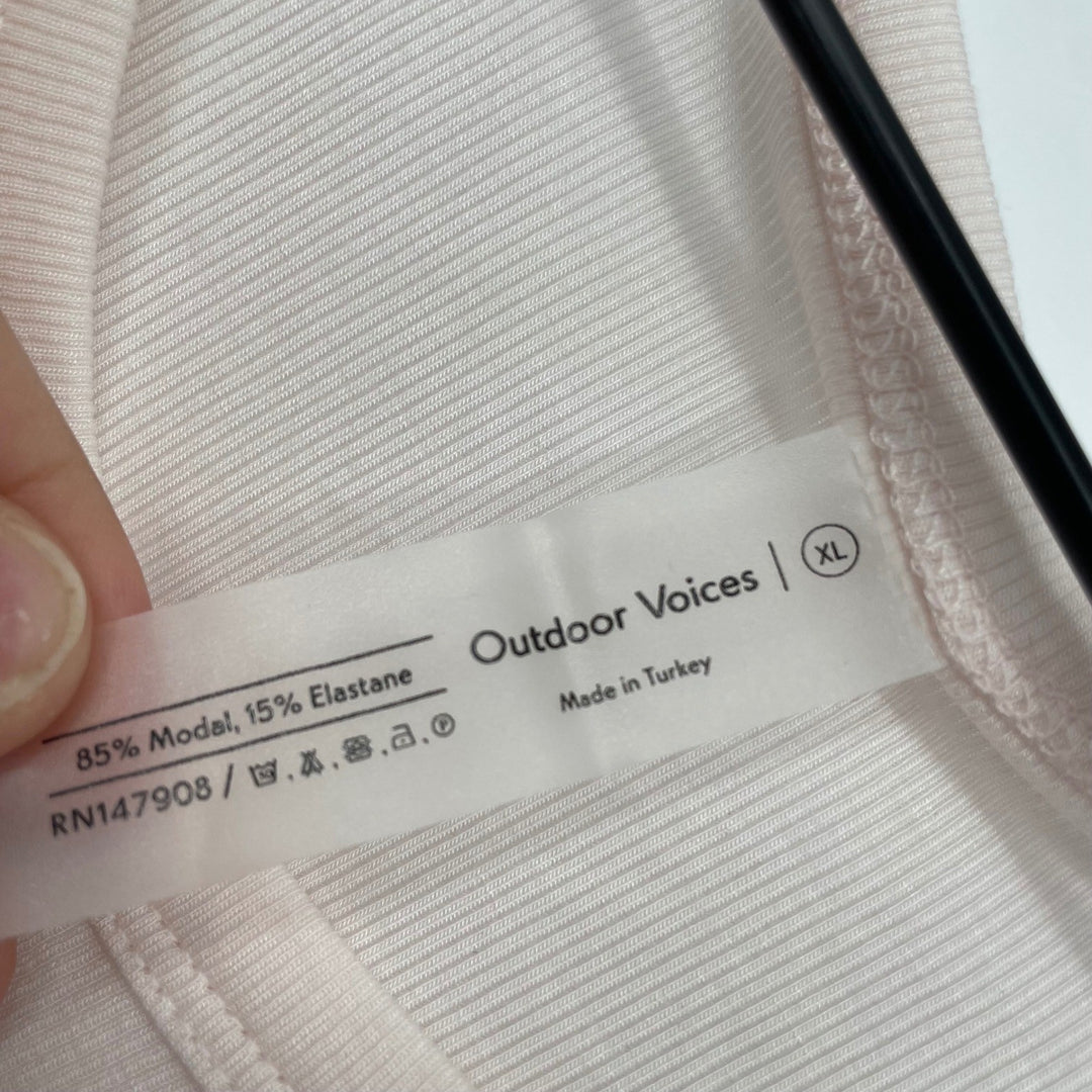 Outdoor Voices Ribbed Tank Top Pink XL Modal Elastane Racerback