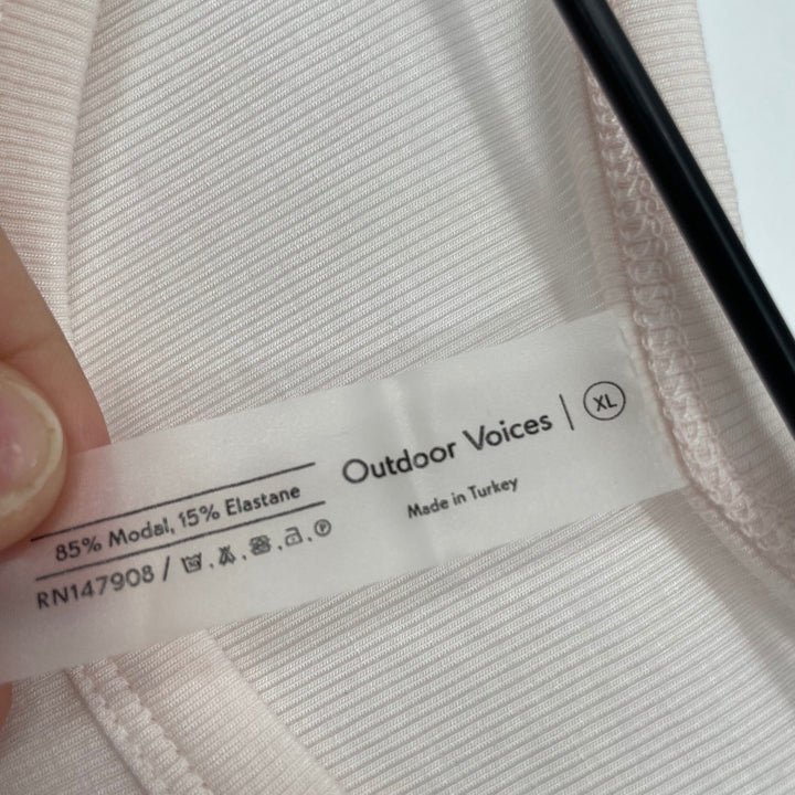 Outdoor Voices Ribbed Tank Top Pink XL Modal Elastane Racerback