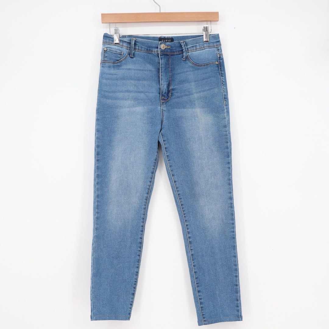 Curve Appeal Womens Size 8/29 High Rise Skinny Jeans Medium Wash Blue Stretch