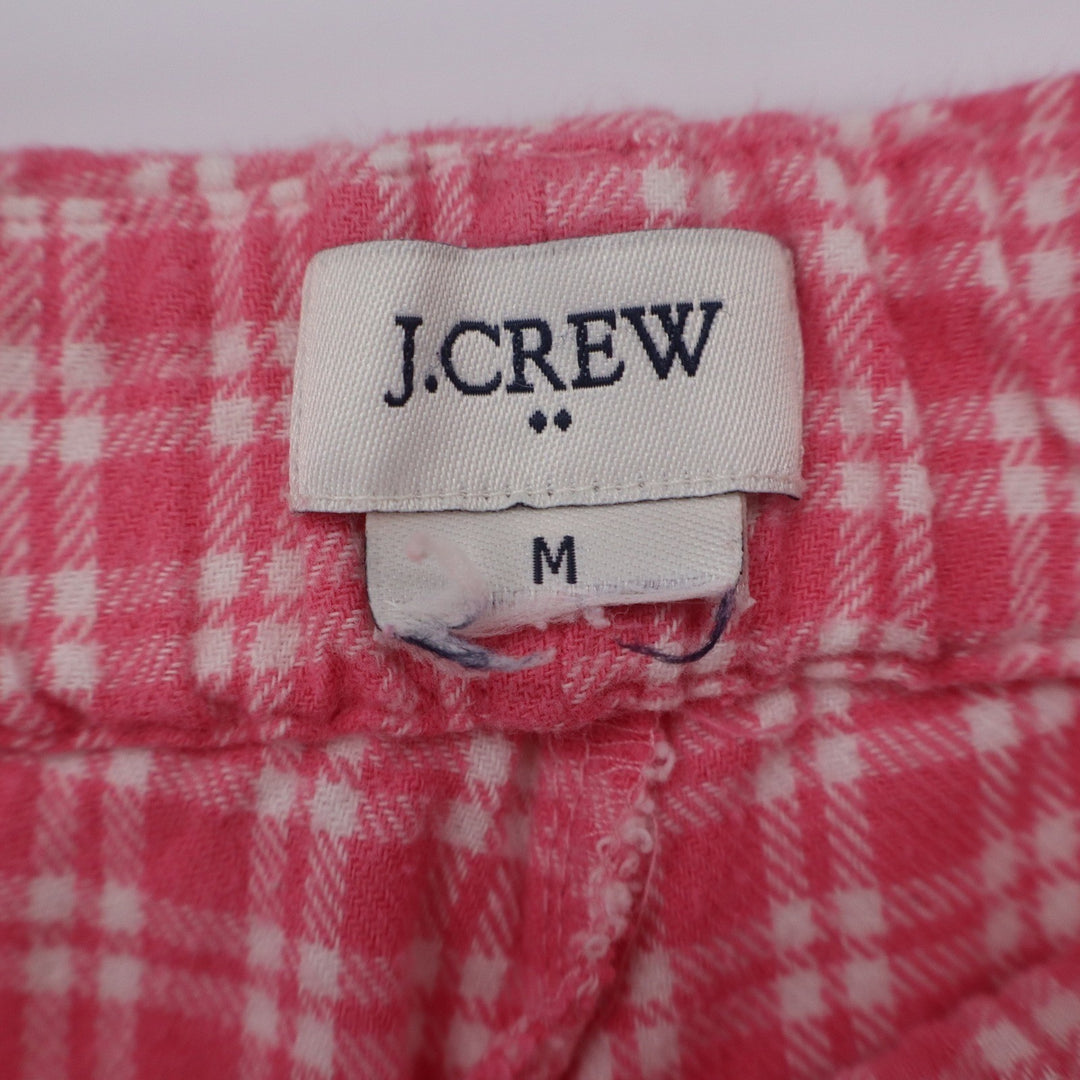 J.Crew Pink White Plaid Cotton Pajama Pants Drawstring Sleep Bottoms Womens M