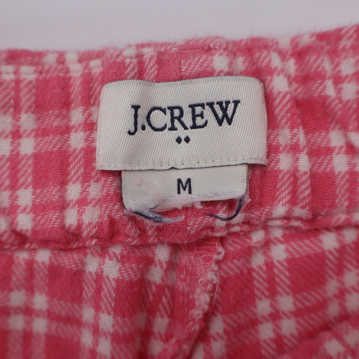 J.Crew Pink White Plaid Cotton Pajama Pants Drawstring Sleep Bottoms Womens M