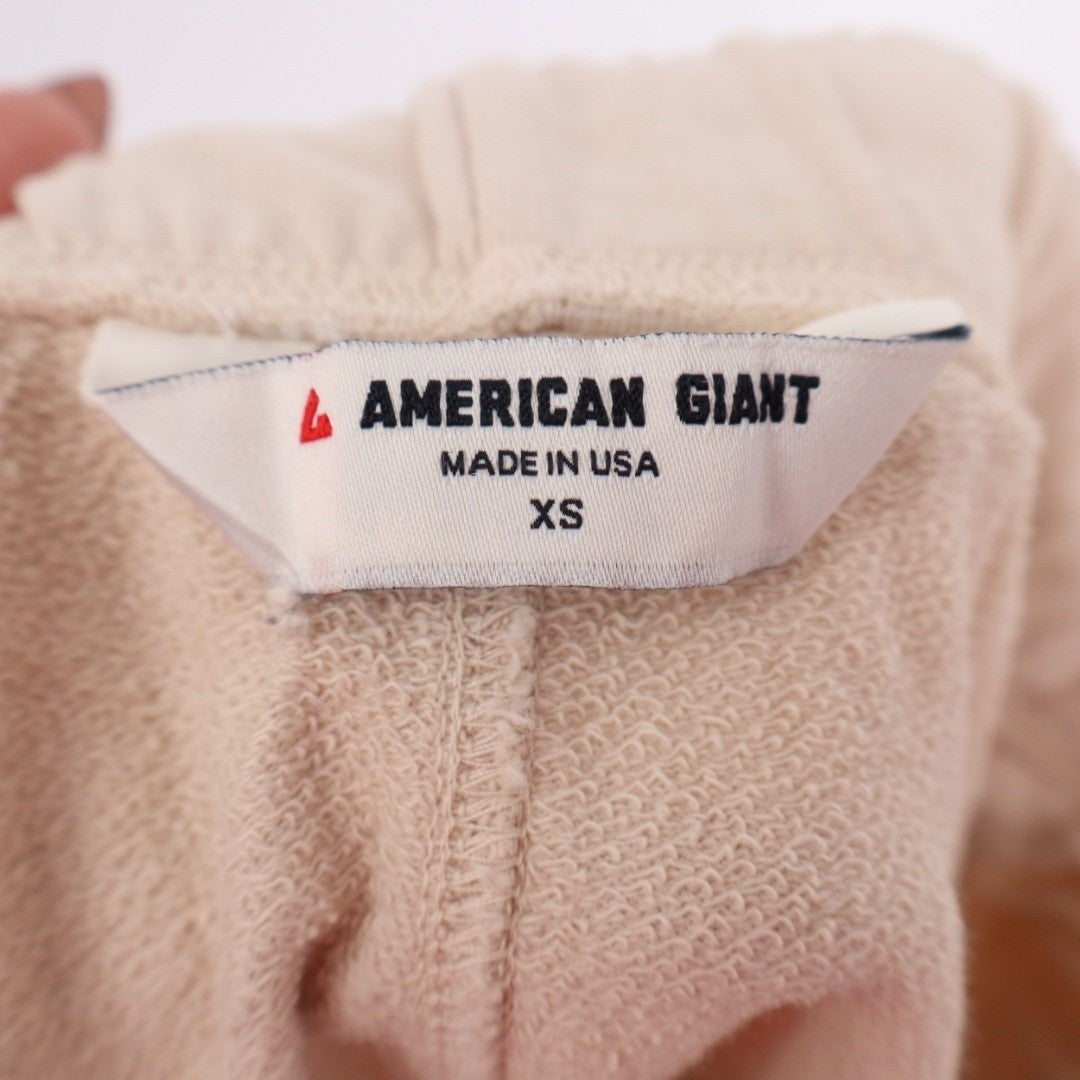 American Giant Side Slit French Terry Sweat Shorts Womens XS Beige Relaxed Fit