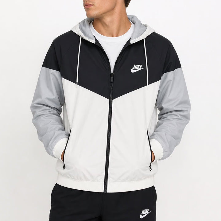 Nike Mens Windrunner Hooded Windbreaker Jacket Black White Grey Large