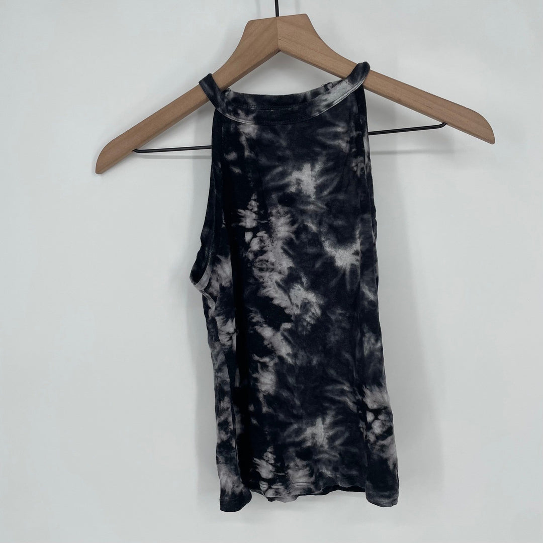 Mudd Tie Dye Halter Tank Top Black White Size S Rayon Spandex