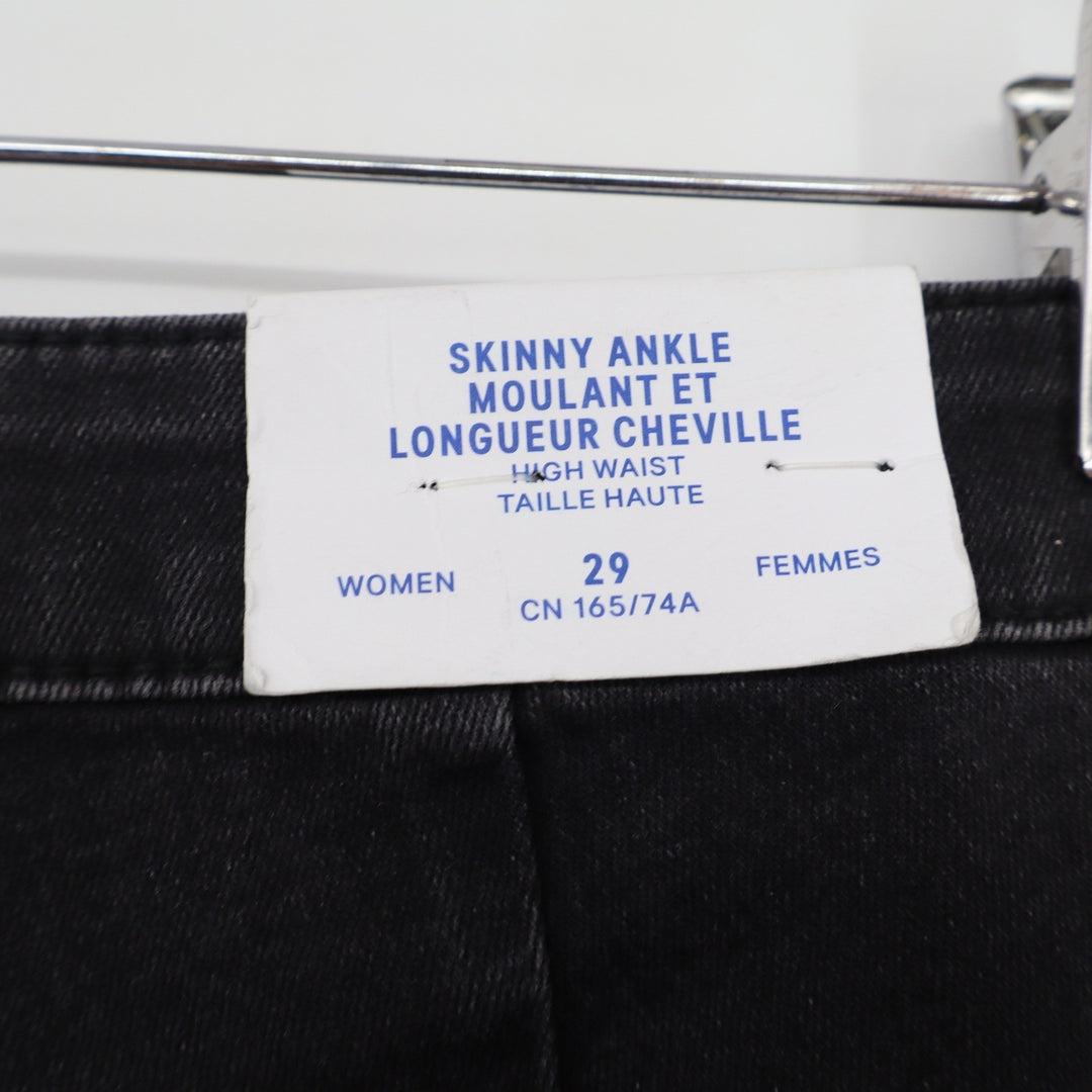 H&M Jeans Women 29 Skinny Ankle High Waist Black Stretch Denim Excellent