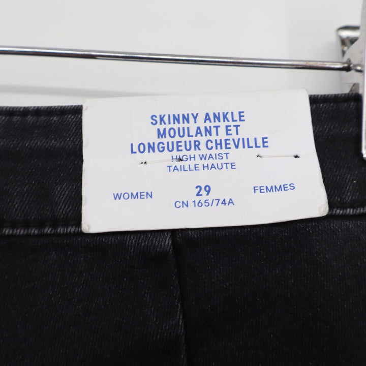 H&M Jeans Women 29 Skinny Ankle High Waist Black Stretch Denim Excellent