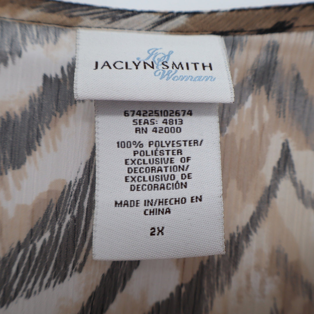 Jaclyn Smith Tunic Womens 2X Zebra Animal Print Brown Sequin Trim Excellent