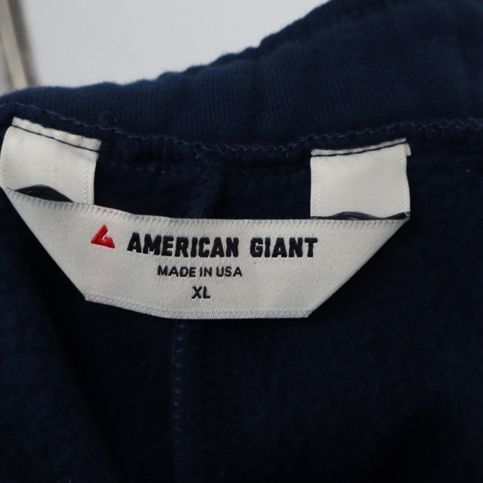 American Giant Pintuck Flare Pants Womens XL Blue Slash Pockets Elastic Waist