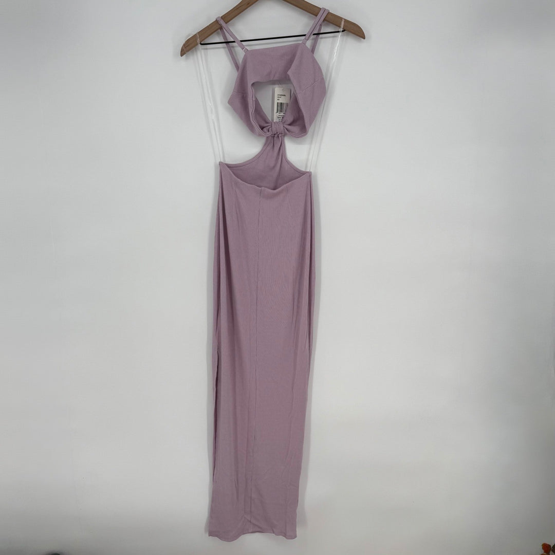 FORE Lilac Cutout Midi Dress, Ribbed Bodycon Dress, Sleeveless XS