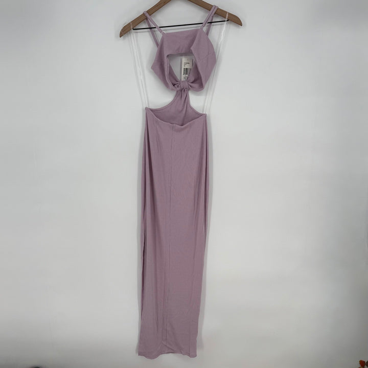 FORE Lilac Cutout Midi Dress, Ribbed Bodycon Dress, Sleeveless XS