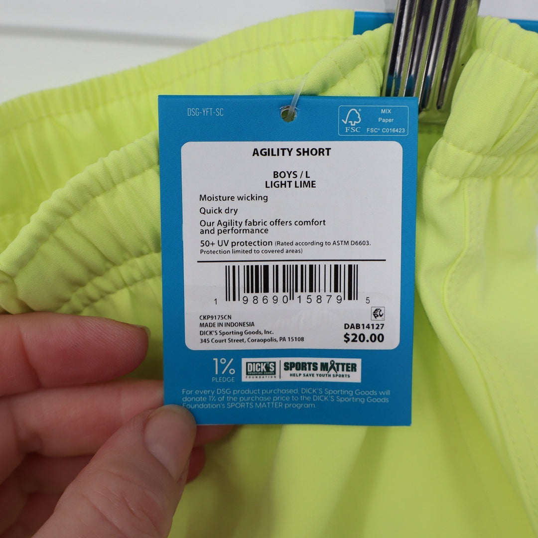 DSG Boys Agility Short Light Lime Neon Yellow Size L 14-16
