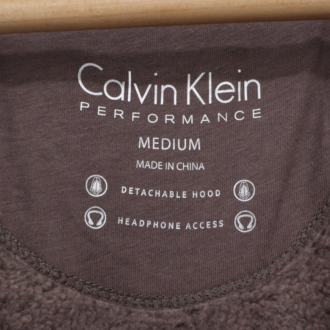 Calvin Klein Performance Jacket Womens M Plum Knit Full Zip Fleece Lined Hooded