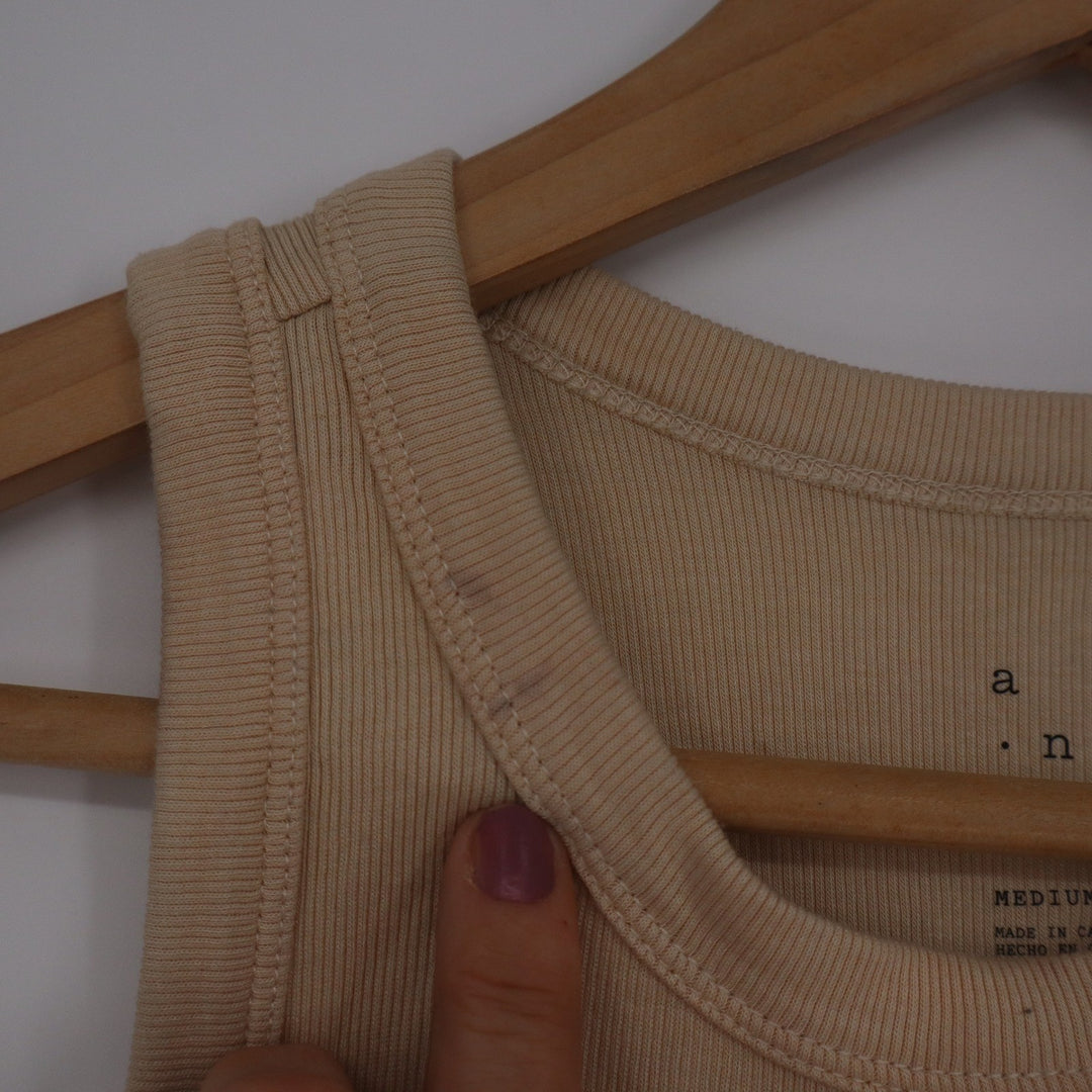 A New Day Womens Ribbed High Neck Tank Top Beige Tan Medium
