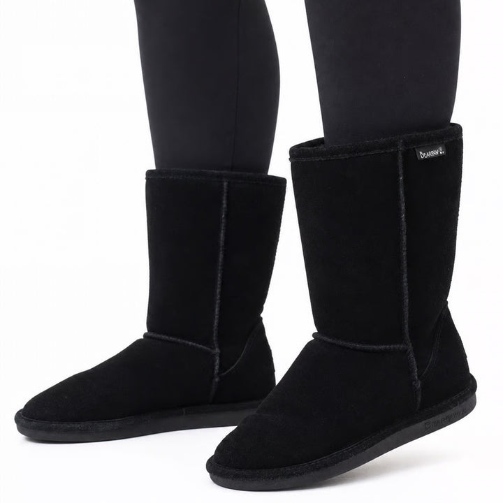 Bearpaw Elle Tall Black Suede Sheepskin Lining Winter Boots Womens Size 10