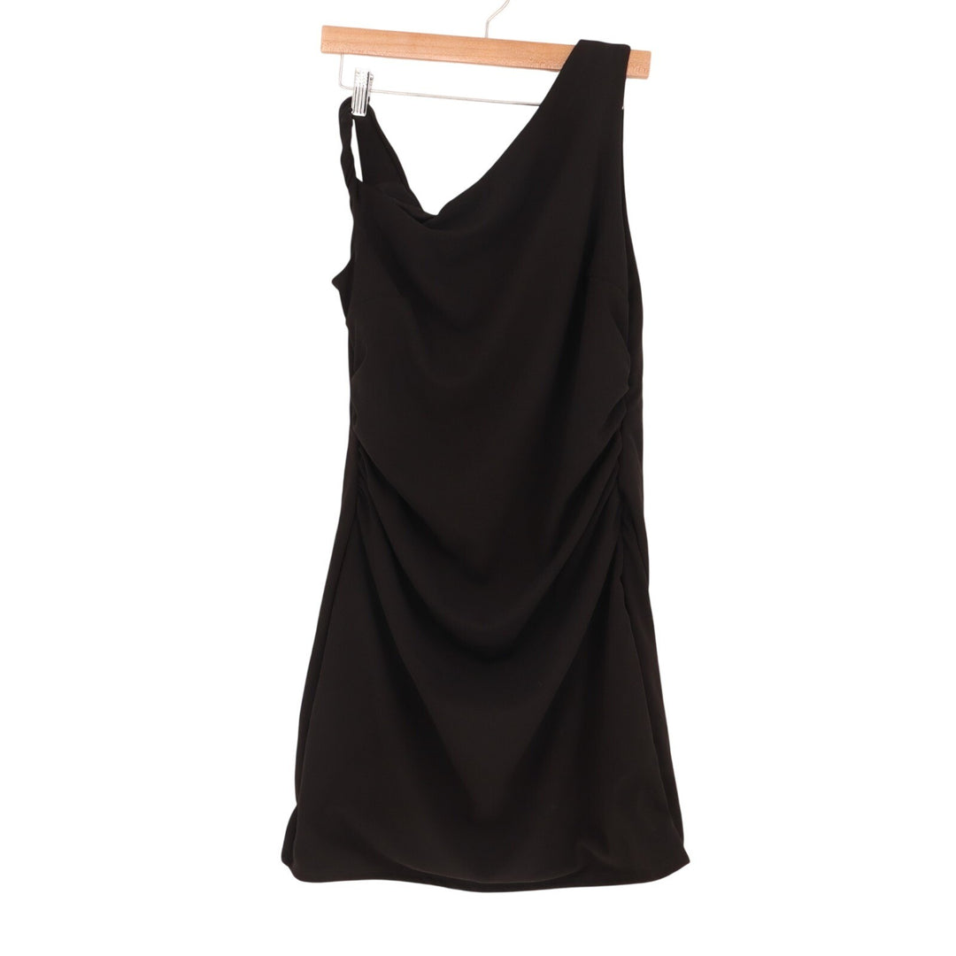 Lulus Contemporary Chic Bodycon Dress Womens XL Black Asymmetrical Neckline