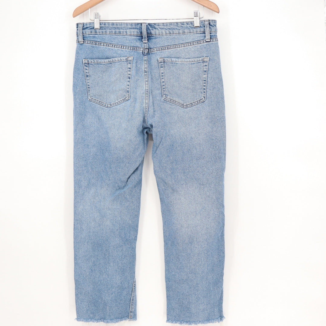 Wild Fable Womens Distressed Straight Leg Jeans Light Wash Button Fly Size 12