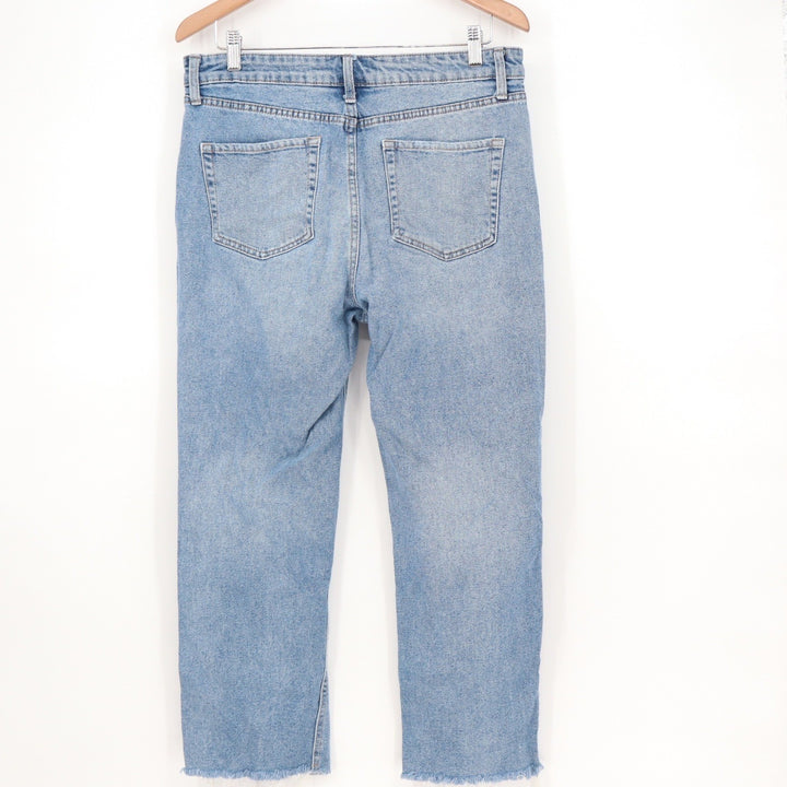 Wild Fable Womens Distressed Straight Leg Jeans Light Wash Button Fly Size 12