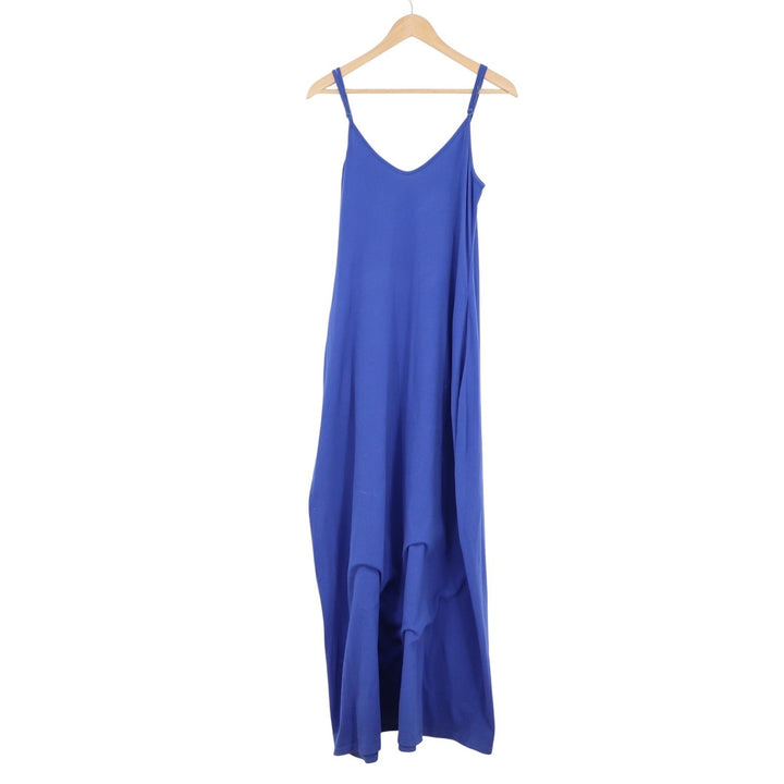 Royal Blue V-Neck Maxi Slip Dress Sleeveless Adjustable Straps Size S