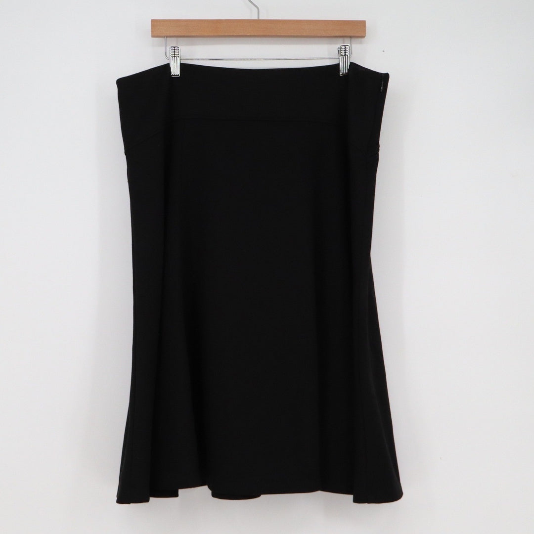JM Collection Black A-Line Midi Skirt Solid Side Zip Stretch Office Career