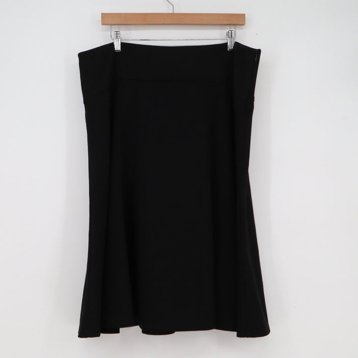 JM Collection Black A-Line Midi Skirt Solid Side Zip Stretch Office Career