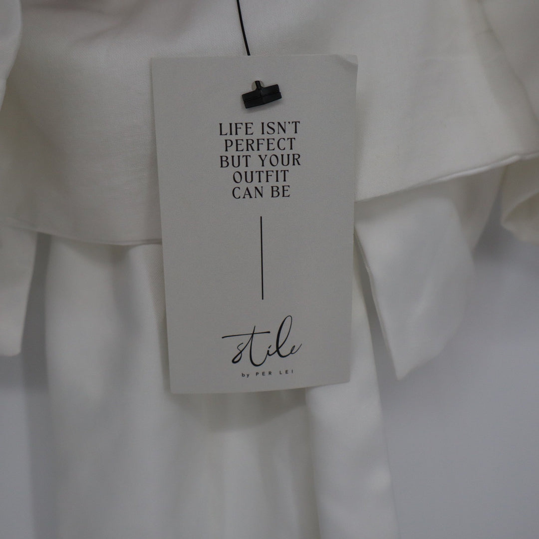 Stile Collection White Oversized Bow Detail Cropped Tank Top Large