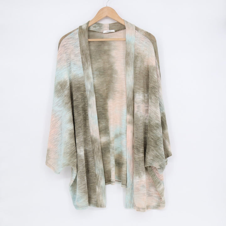 Cherish Cardigan Sweater Womens Multicolor Tie Dye Knitted Open Front Pullover