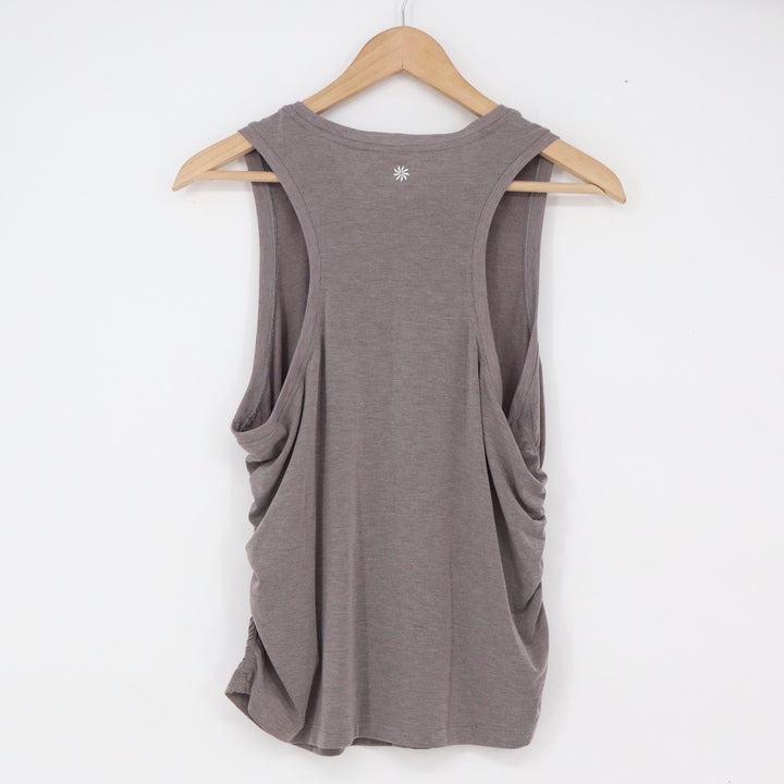 Athleta Tank Top Womens L Side Ruched Racerback Mauve Brown Athletic Excellent