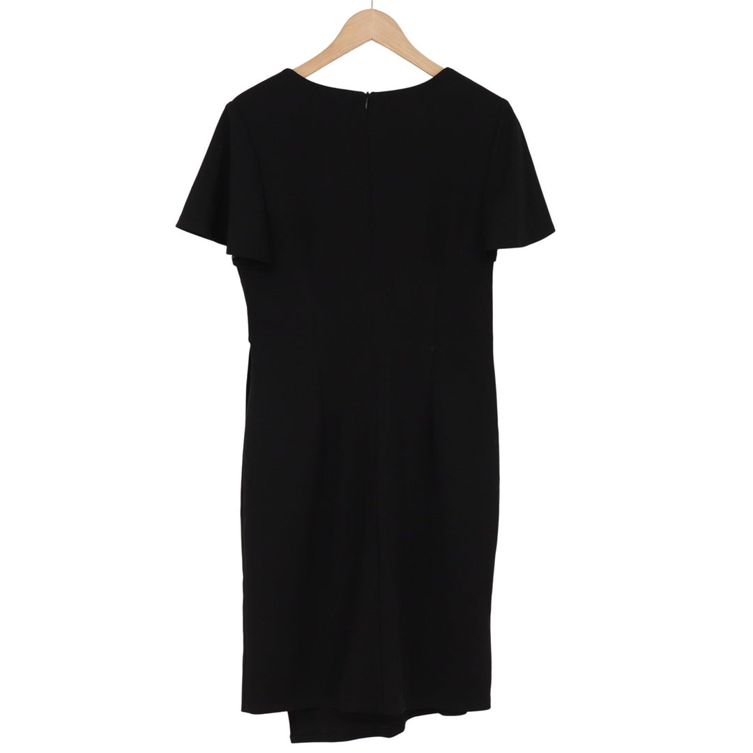 Glamour Dress Women's 10 Sheath Black Faux Wrap Flutter Sleeve New