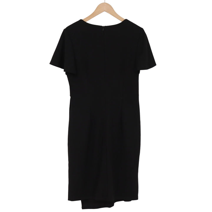 Glamour Dress Women's 10 Sheath Black Faux Wrap Flutter Sleeve New