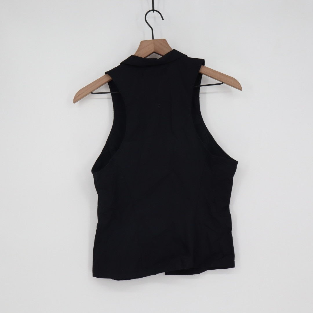 Urban Outfitters Shirt Womens Small Black Cotton Stretch Spread Collar Button Up