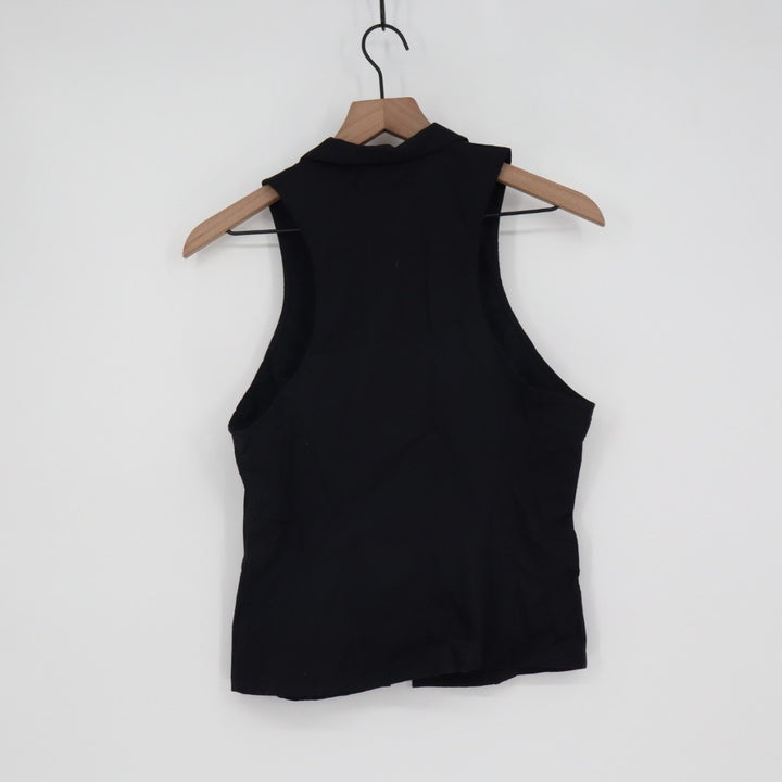 Urban Outfitters Shirt Womens Small Black Cotton Stretch Spread Collar Button Up