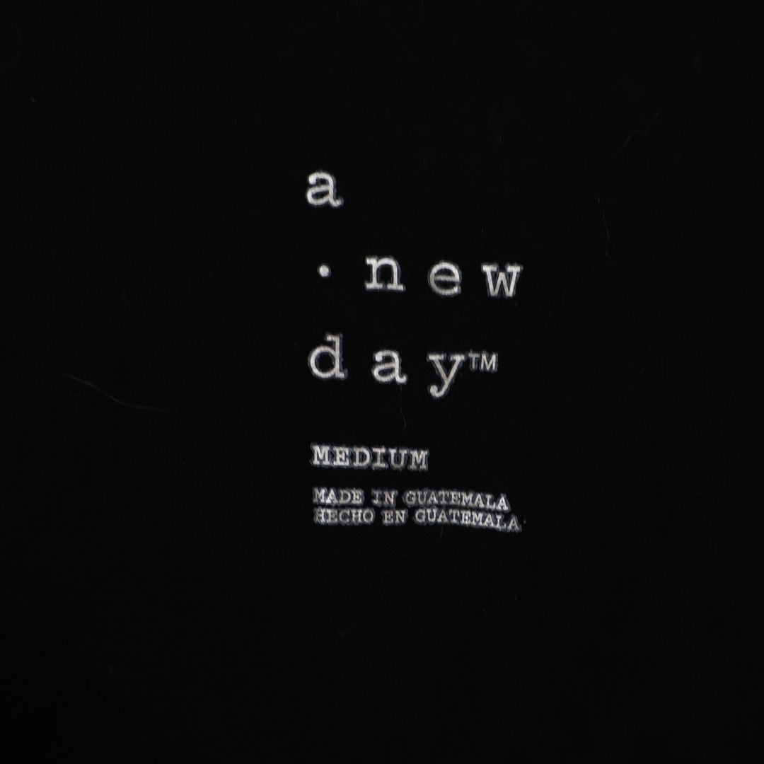 A New Day Tank Top Womens Medium Black Stretch Wide Strap Scoop Neck Activewear