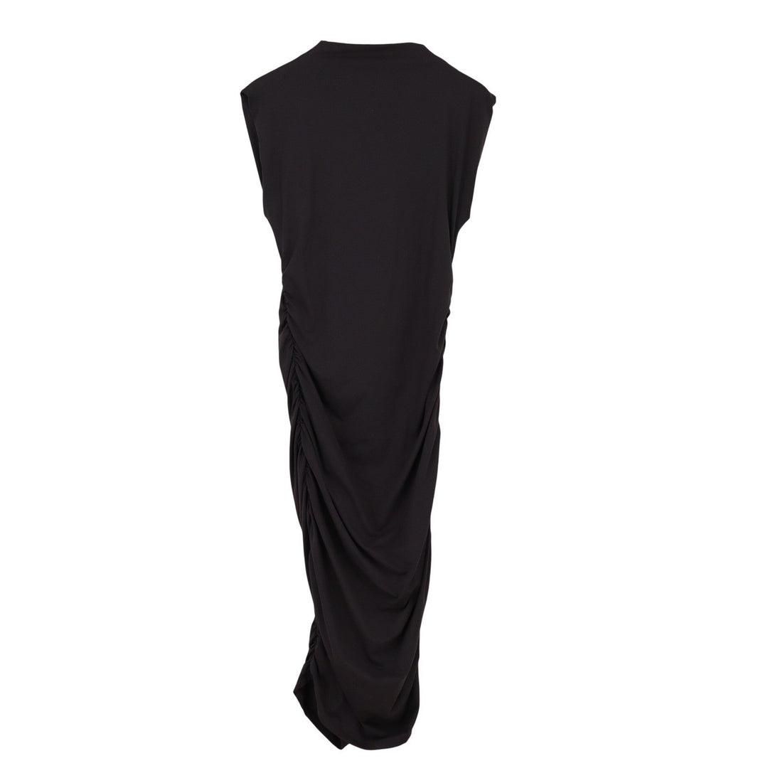 Stile Collection Crescent Black Ruched Side Midi Dress Large Sleeveless