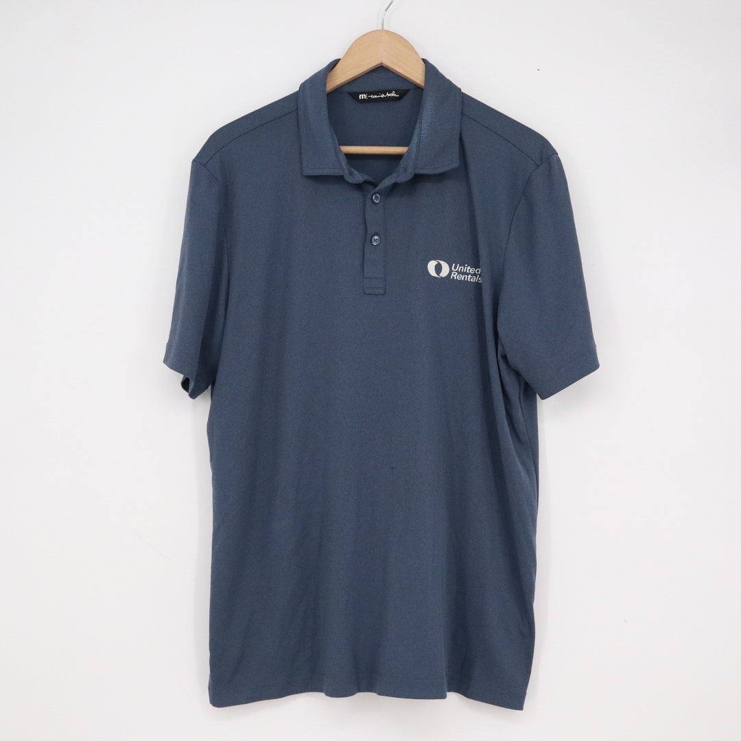 TravisMathew Mens Large Slate Blue United Rentals Performance Polo Shirt