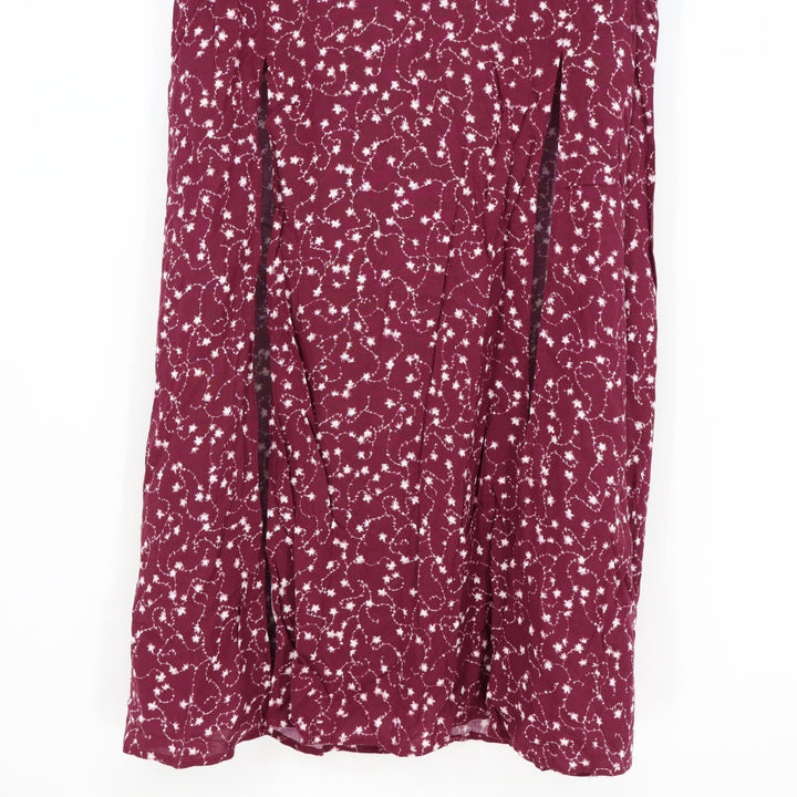 The Fifth Label Burgundy Floral Slit Maxi Skirt Size S High Waist Viscose