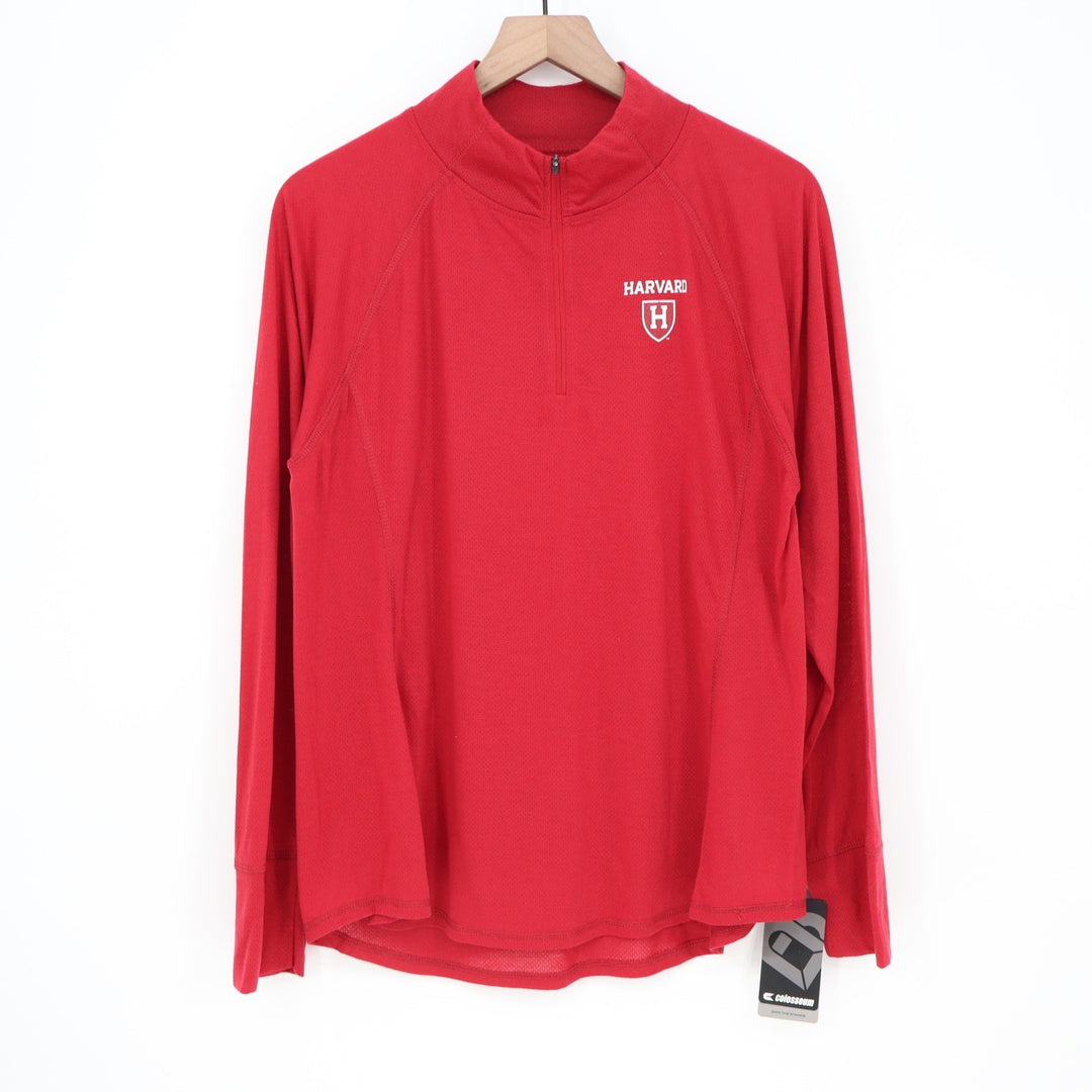 Colosseum Harvard University Crimson Quarter Zip Pullover Mens XL Red NWT