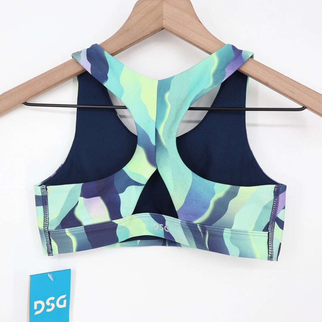 DSG Girls Momentum Sports Bra Medium 10-12 Shredded Ombre Dark Teal Lime